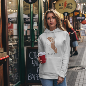 she got this white hoodie for women