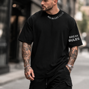 no rules club black oversized t shirt for men