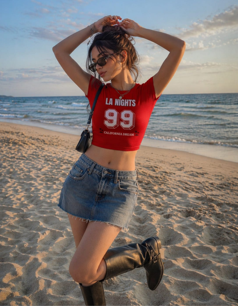 la nights 99 red crop top for women
