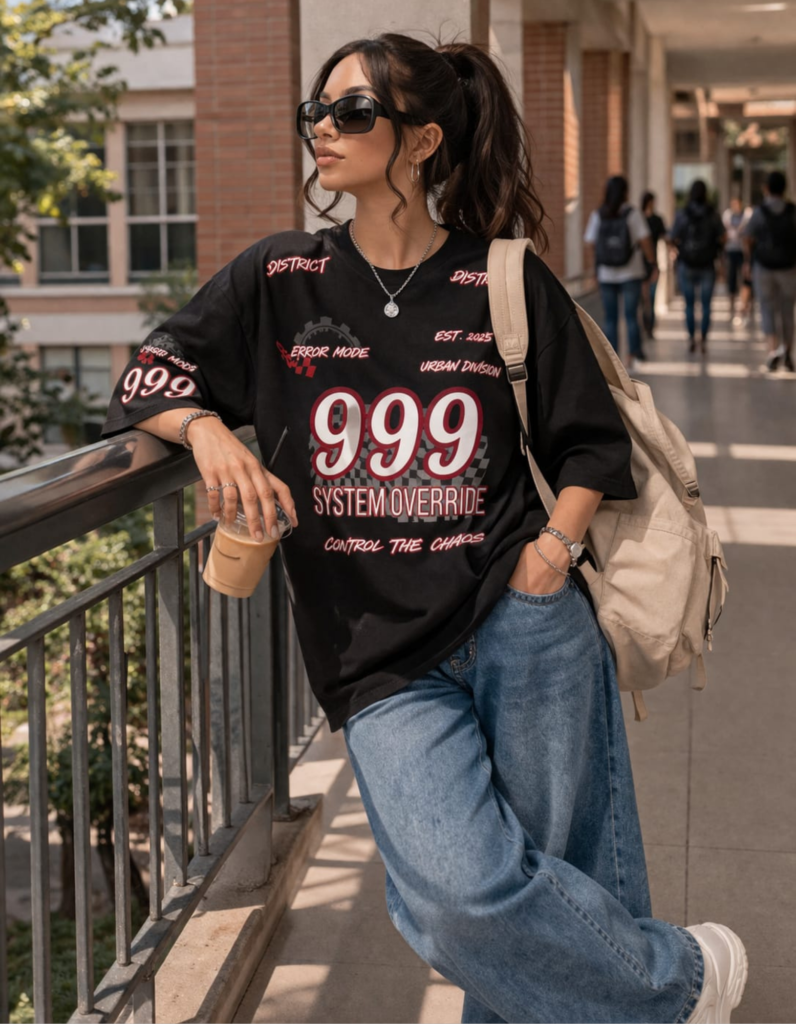 999 system override black oversized t shirt