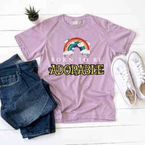 born to be adorable lavender t shirt for kids