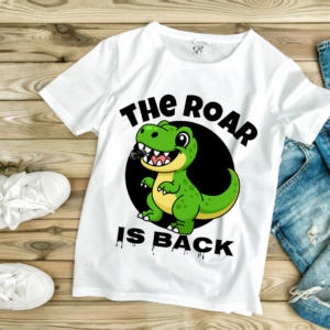 roar dinosaur white t shirt for kids